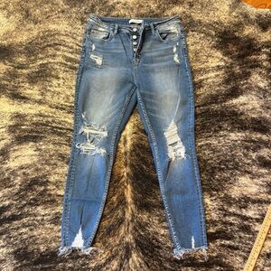 Women’s Flying Monkey Distressed Denim Skinny Jeans Size 31